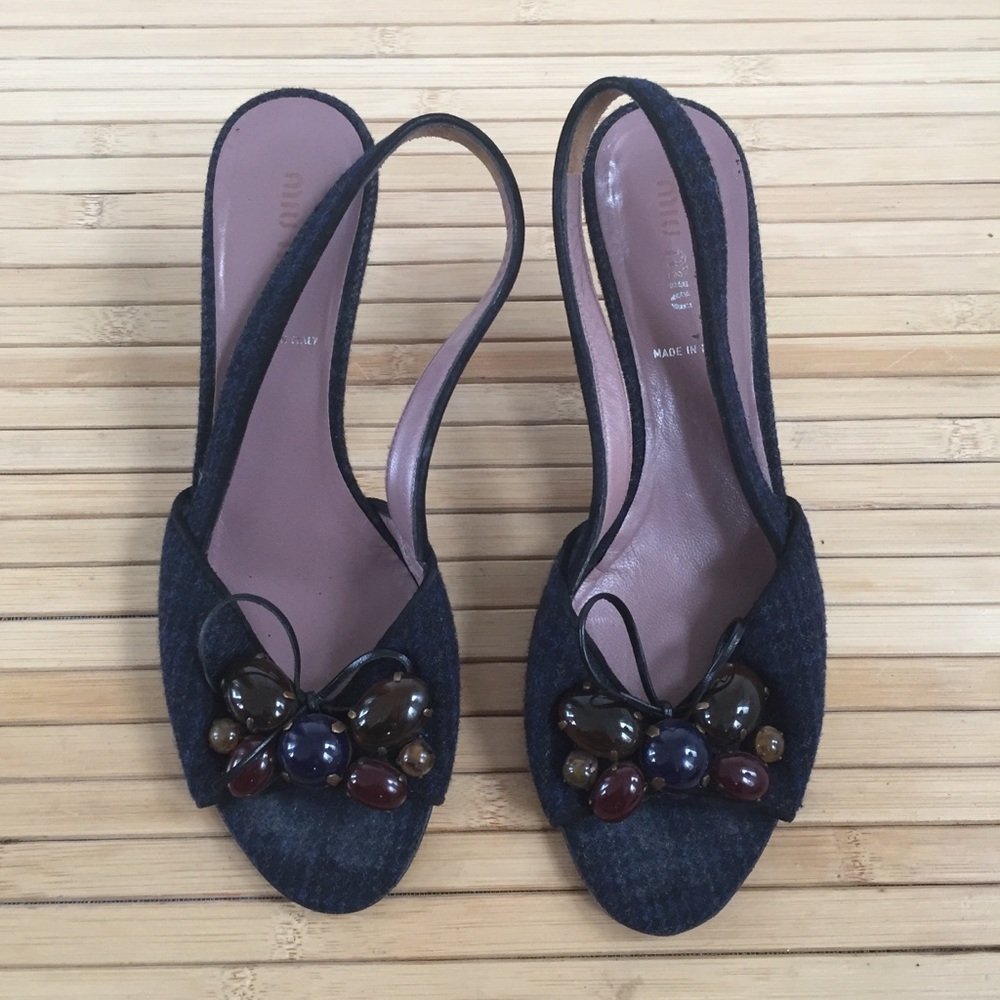 Miu Miu vintage peep toe sling back sandals